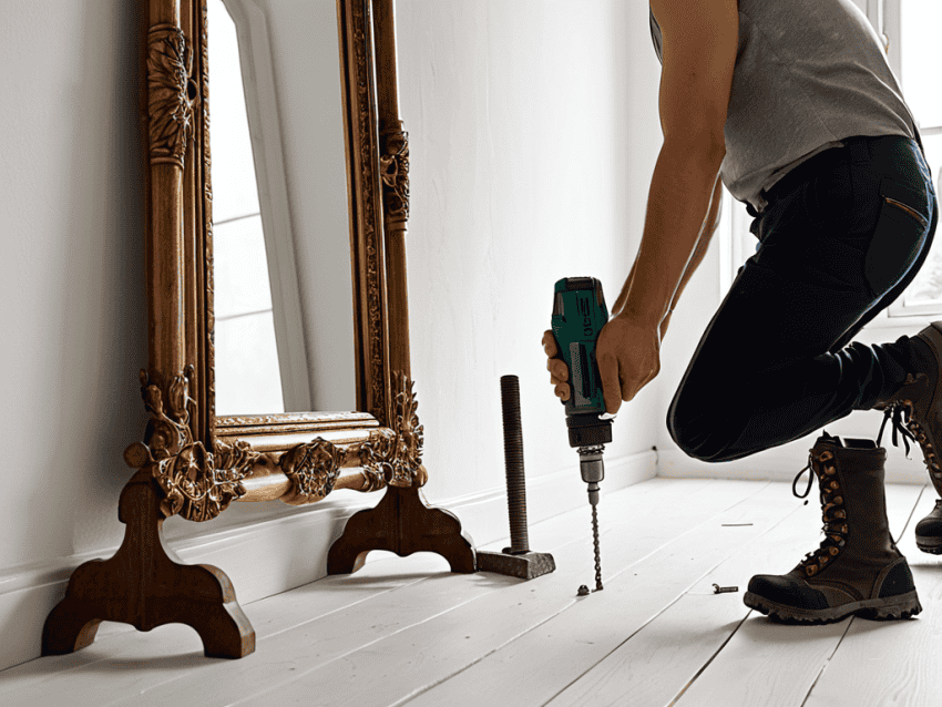 Hang heavy mirror securely