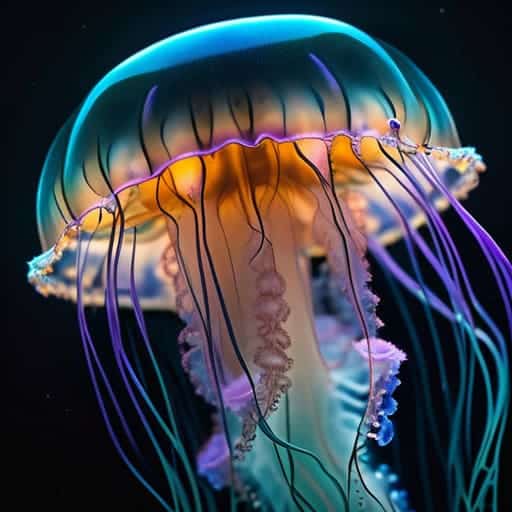 Exploring bio-luminescent marine biology in darkness.
