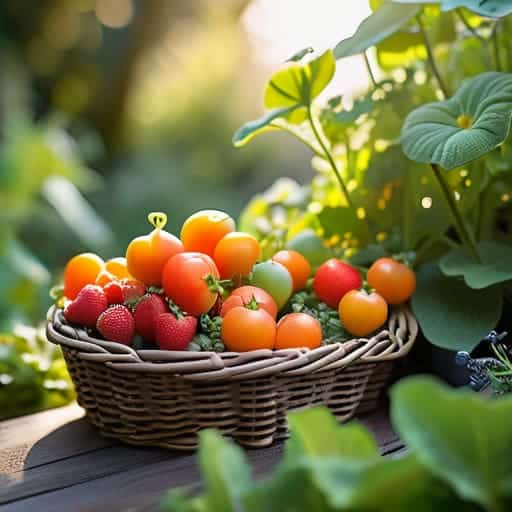 Edible landscape foraging in a backyard garden.