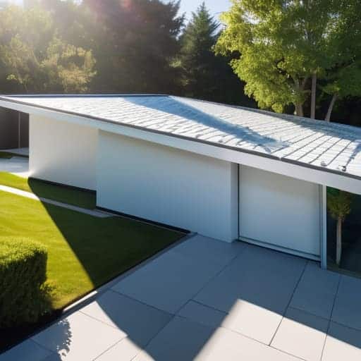 High-albedo roofing materials reflecting solar heat.