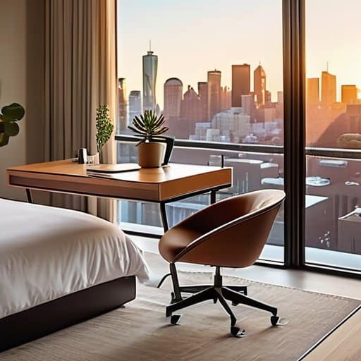 Desk with view at remote work-friendly hotels