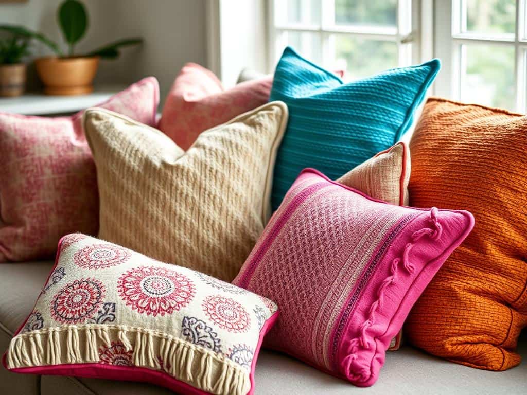 textured throw pillows adding visual interest to home decor