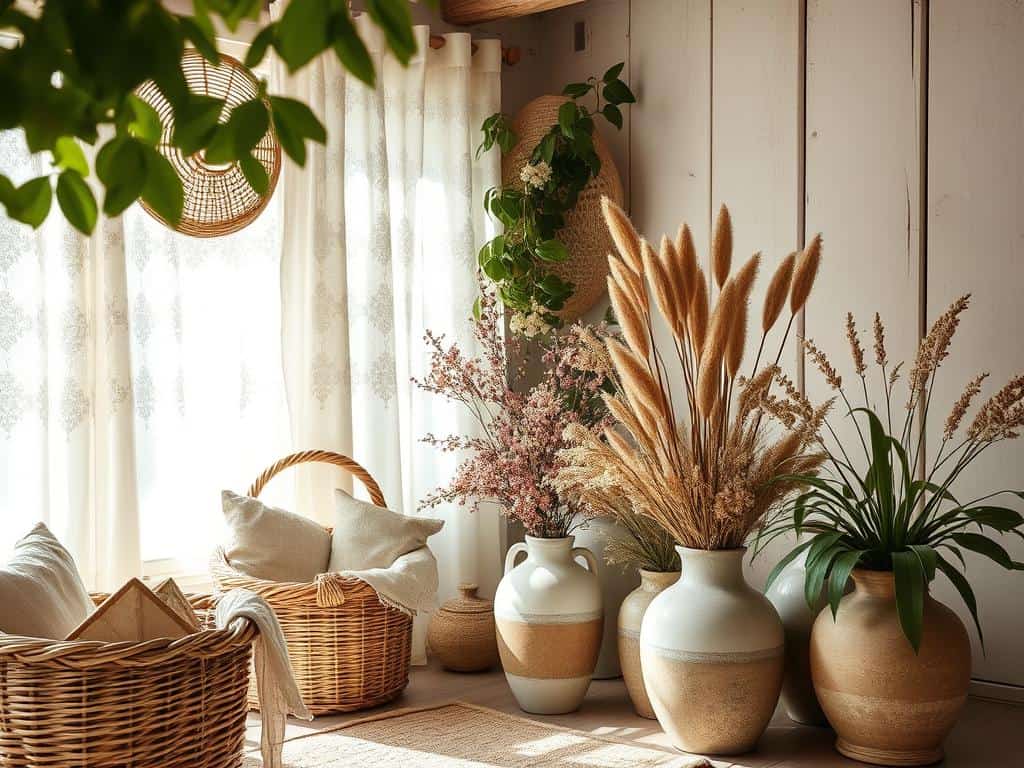 natural textures in cottagecore decor
